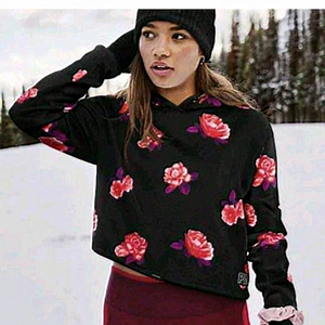 PINK Victoria's Secret Black Floral Hoodie